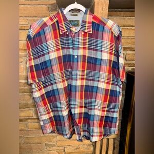 Native Habitat Planet Earth Shirt Mens L Starched Plaid Button Up‎